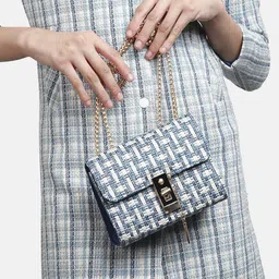 HAUTE SAUCE by Campus Sutra Women Checked Structured Shoulder Bag image 4