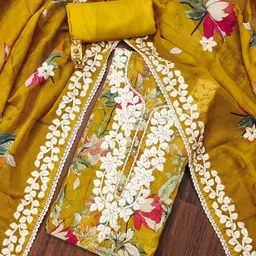 SAINOOR Embroidered Organza Semi-Stitched Dress Material-picture-18