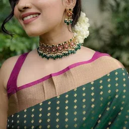 Yanthistore Woven Design Zari Banarasi Saree image 3