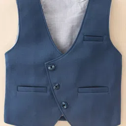 Robo Fry Full Sleeves Party Suit with Bow and Cap Solid Color - Blue image 4