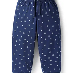 Honeyhap Premium Cotton Knit Half Sleeves Bio Finish Night Suit with Text & Star Print - Navy Peony image 4