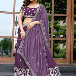 Jogmaya Fashion Women Embroidered Thread Work Semi-Stitched Lehenga & Blouse With Dupatta image 5