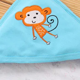 Babyhug Interlock Cotton Wrapper Jungle Embroidery - Blue image 5