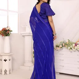 moda rapido ANAND SAREES Striped Satin Saree image 2