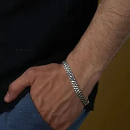 LeCalla Men 925 Sterling Silver Fancy Link Chain Bracelet image 5