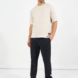 Styli Men Solid Round Neck Cotton Oversized T-shirt image 3