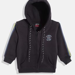 Gini and Jony Boys Black Solid Hooded Sweatshirt-picture-6