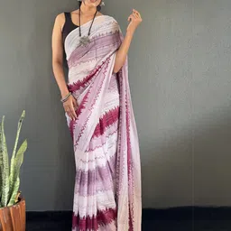 all about you Printed Organza Saree with Pure Chiffon Blouse Piece image 2