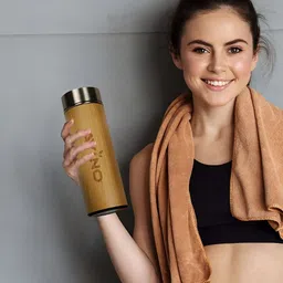 AVINO Brown & Silver-Toned Stainless Steel Water Bottle 450ml image 2