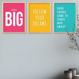 Kotart Brown & Pink 3 Pieces Motivational Wooden Wall Arts-picture-18