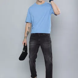 HERE&NOW Men Black Slim Fit Light Fade Stretchable Jeans-picture-24