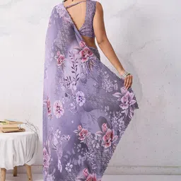 Mitera Floral Beads and Stones Pure Georgette Saree image 3