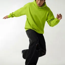 glitchez Men Solid Full Sleeves Hooded Sweatshirt image 5