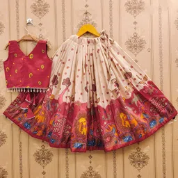 Helene Girls Printed Beads and Stones Ready to Wear Lehenga & Blouse With Dupatta image 3
