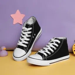 TRUFFLE COLLECTION Canvas Colour Blocked Converse Shoes - Black-picture-11