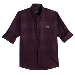 Charchit Cotton Lycra Full Sleeves Checked Shirt - Violet-picture-25