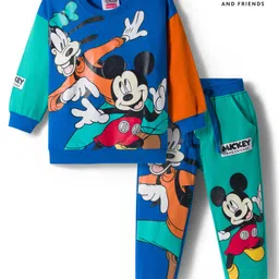 Babyhug Disney Terry Knit Full Sleeves Co-ords Sweatshirt & Lounge Pant Set with Mickey & Friends Graphic - Multicolor-picture-12