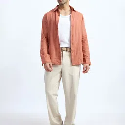 XKIND Men Vertical Striped Spread Collar Cotton Casual Shirt-image-12