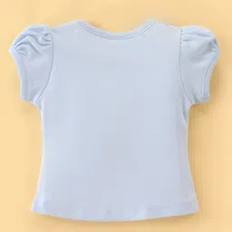 ToffyHouse Cotton Knit Half Sleeves Top & Leggings Set With Unicorn Print - Sky Blue image 3