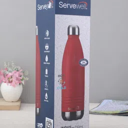 Servewell Indus Pro Vacuum Stainless Bottle Red & Silver - 750 ml image 5