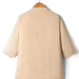 Babyhug Cotton Woven Full Sleeves Kurta Pajama Set with Jacket & Floral Embroidery - Beige image 5