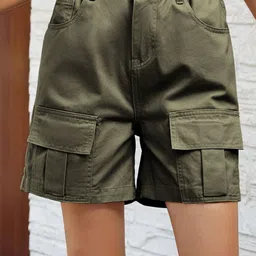 Oh Rare Women High-Rise Relaxed Fit Cargo Shorts-picture-15
