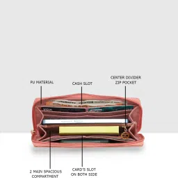 ESBEDA Peach Color Blossom Weave Wallet For Women image 5