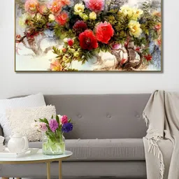 nestroots Red & Green Floral Bouquet Canvas Framed Painting Wall Art-picture-30