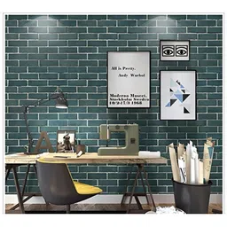 Asian royal Black & White Brick Pattern Print Self Adhesive Wall Sticker-image-58