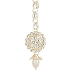 I Jewels Gold-Plated Kundan Studded Maang Tikka Head Jewellery image 3