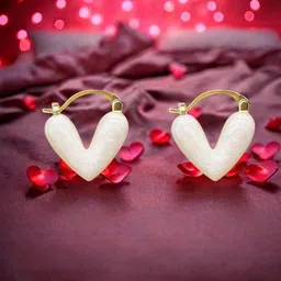 MEENAZ Heart Shaped Hoop Earrings image 2