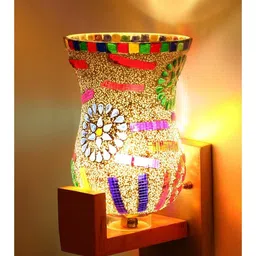 1ST TIME Multicoloured & Multicoloured Textured Wood Abstract Shaped Shaped Wall Lamp image 5