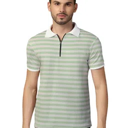 Blisstone Striped Cotton Polo Collar T-shirt-image-37