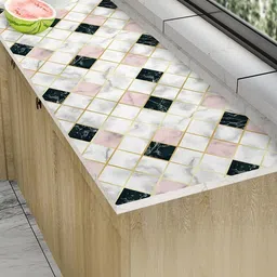 Aura White & Pink Foil Printed Self Adhesive Wall Sticker image 3