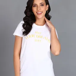 Moda Rapido Women Typography Printed Round Neck Cotton T-shirt-picture-16