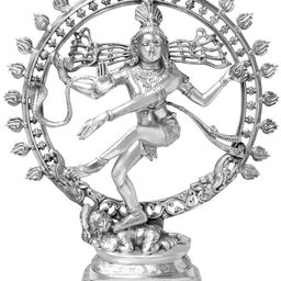 Exotic India Silver-Toned Lord Nataraja Brass Idol Showpiece-picture-26