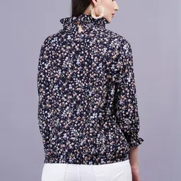 HIGHLIGHT FASHION EXPORT Floral Printed High Neck Ruffle Top image 2