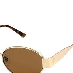 SPADEACES Unisex Oval Sunglasses with UV Protected Lens GOLD BROWN OVAL -8 image 2