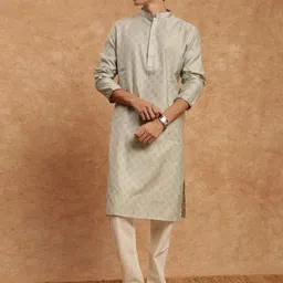 Souragya Premium Jaquard Embroidered Sea Green Kurta Set for Men image 5