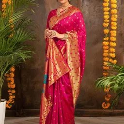 DWIJA FASHION Woven Design Zari Paithani Saree-image-62