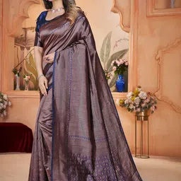 VASTRAAVEDAA Woven Design Zari Art Silk Handloom Banarasi Saree-image-66