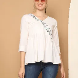 Rajnandini Floral Print Ethnic Cotton Top image 2
