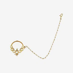 Kushal's Fashion Jewellery Gold-Plated Ruby Studded Ring Nosepin image 3