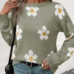 DressBerry Women Floral Longline Pullover Sweaters-picture-27