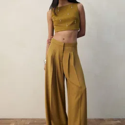 H&M Women Yellow Regular Trousers-picture-29