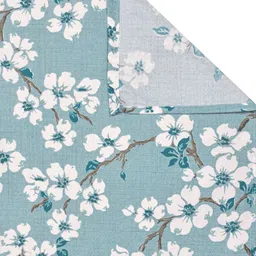 Arrabi Turquoise Blue & White Floral 350 TC King Bedsheet with 2 Pillow Covers image 5