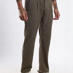 THE BEETEL HOUSE Men Textured Relaxed Pleated Trousers image 2