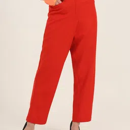 AMSWAN Women Smart Regular Fit High-Rise Trousers-image-91