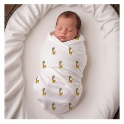 Mom's Home Organic Cotton Swaddle Wrapper Cum Playmat Giraffe Print - White Yellow-picture-44