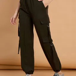 The Roadster Lifestyle Co Pack Of 2 Snug-Fit Multi Pockets Elasticated Cargos Trousers image 5